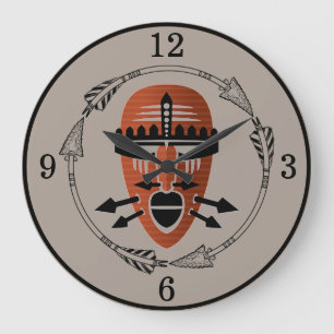 African Tribal Mask Large Clock