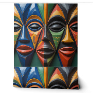 African Tribal Mask Trio Dynamic Symmetry Wallpaper