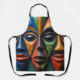 African Tribal Masks Trio Dynamic Symmetry Apron