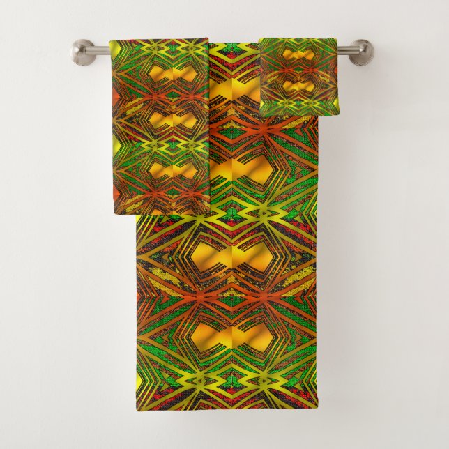 African Tribal Motif  Bath Towel Set (Insitu)