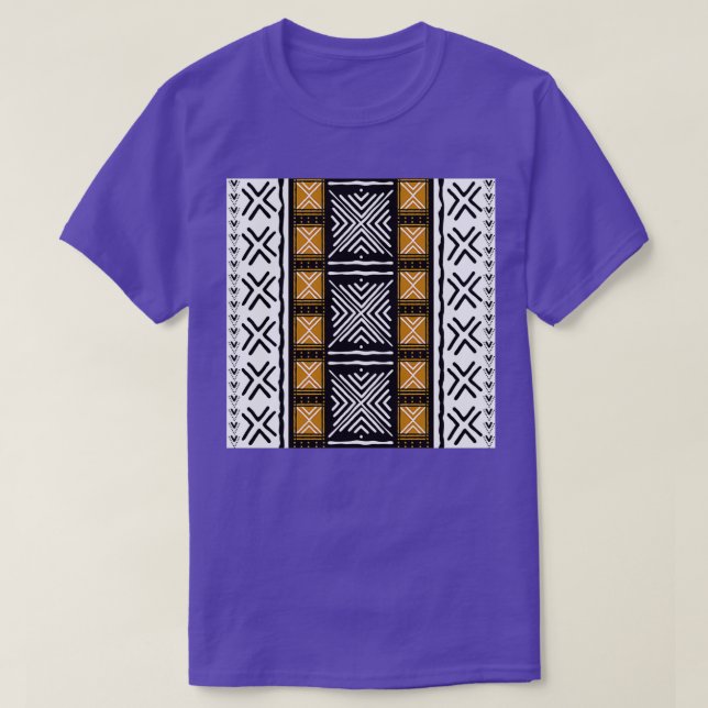 African Tribal Mud Cloth Pattern Long  T-Shirt (Design Front)