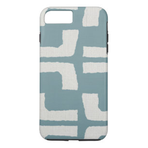 African Tribal Mudcloth White Blue Linen Look iPhone 8 Plus/7 Plus Case