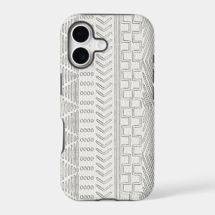 African Tribal Mudcloth White Leather Look