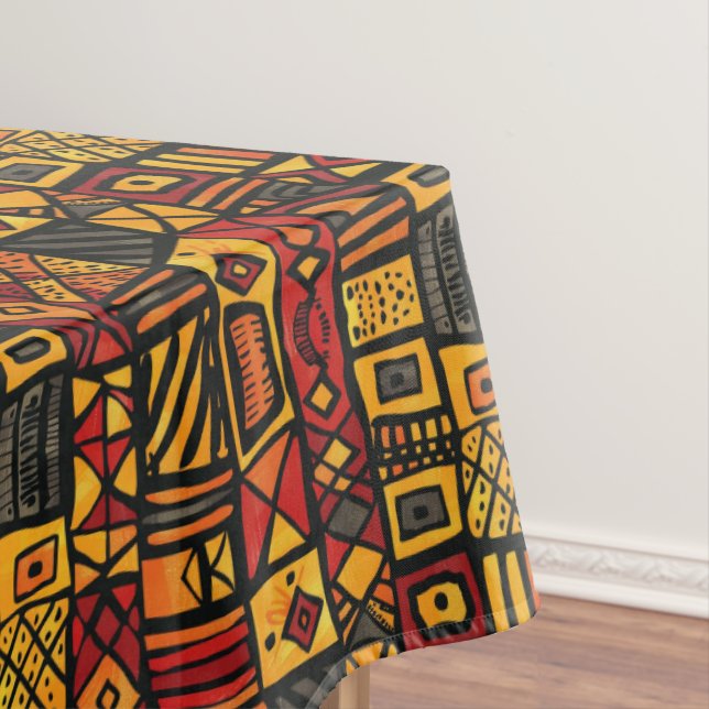 African Tribal Patchwork Tablecloth (In Situ)