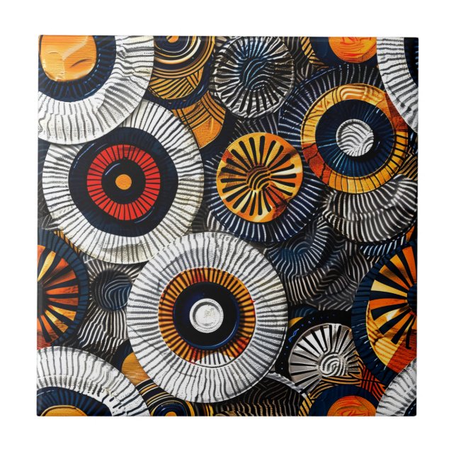 African Tribal Pattern Ceramic Tile (Front)