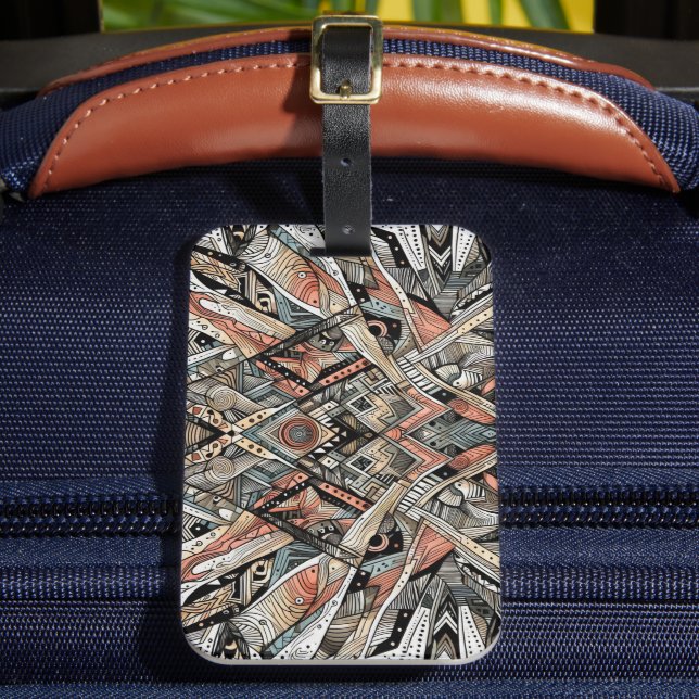 African Tribal Pattern Luggage Tag (Front Insitu 2)