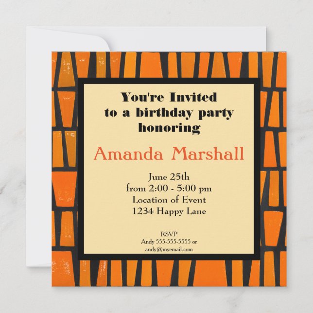 African Tribal Pattern Party Invitation (Front)