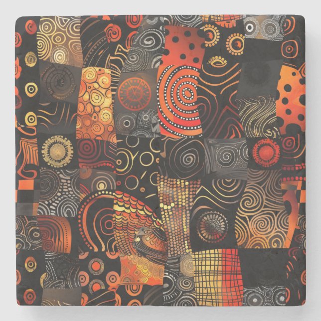 African Tribal Pattern Stone Coaster (Front)