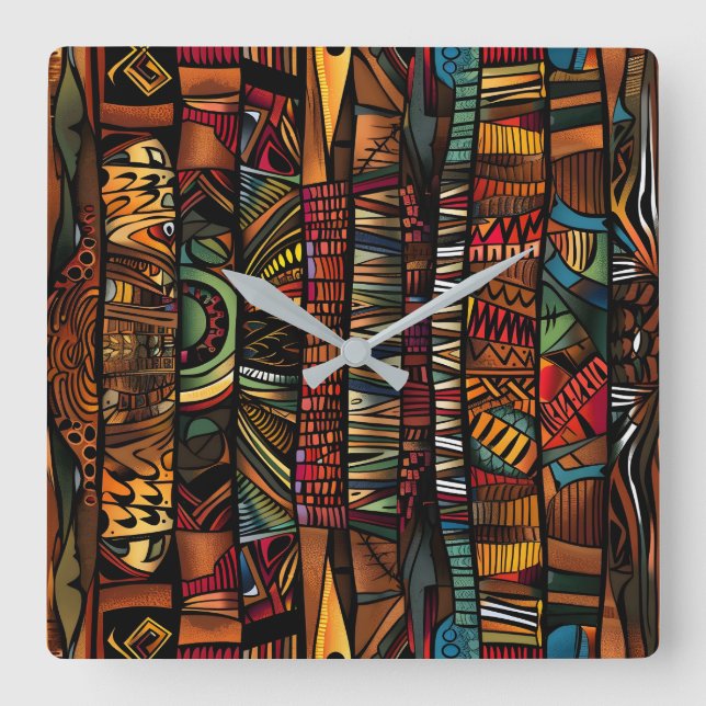 African Tribal Pattern Wall Clock (Front)
