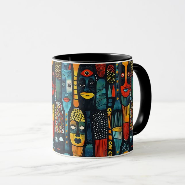 African tribal pattern with idols. mug (Front Right)