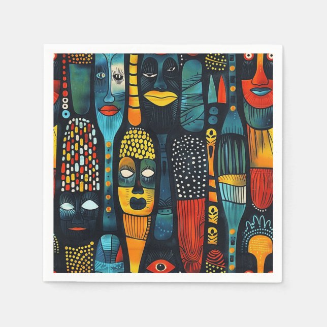 African tribal pattern with idols. napkin (Front)