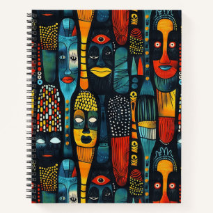 African tribal pattern with idols. notebook