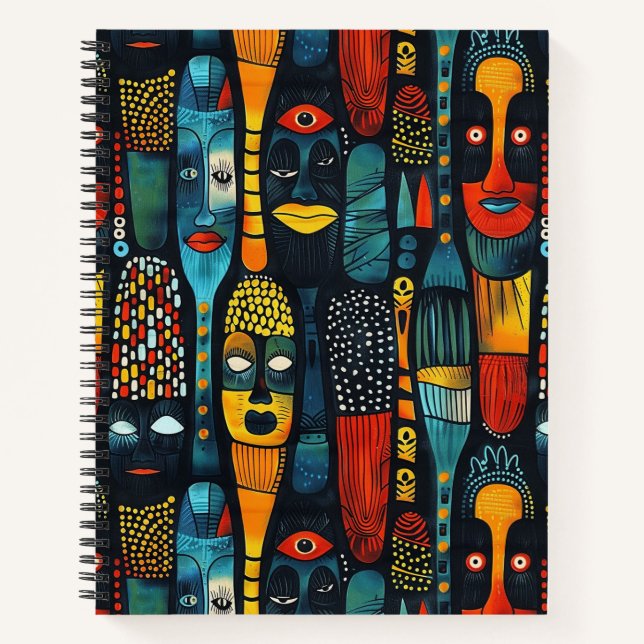 African tribal pattern with idols. notebook (Front)