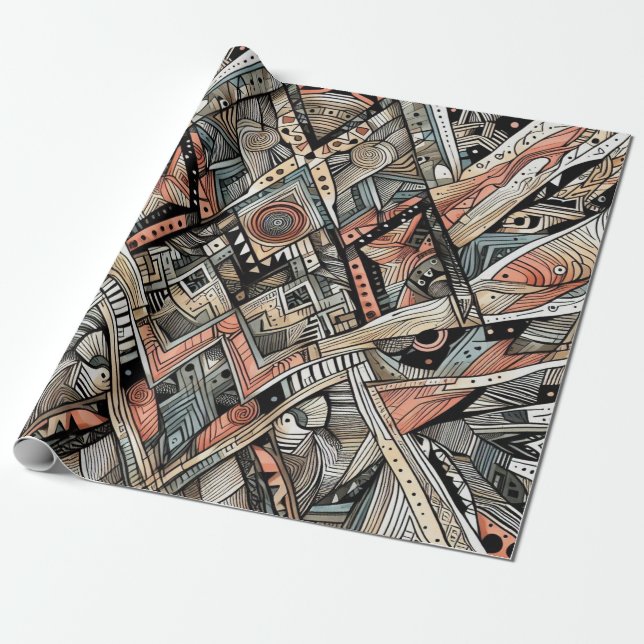 African Tribal Pattern Wrapping Paper (Unrolled)