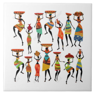 African tribal people ceramic tile