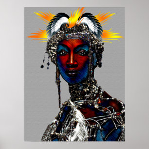 African Tribal Queen Portrait Poster