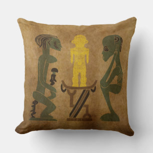 African tribal scene rock carving art cushion