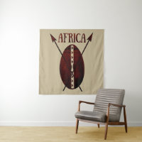 African tribal shield spear afro art