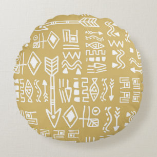 African Tribal Stripes: Bohemian Egyptian Seamless Round Cushion