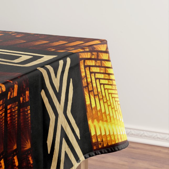 African Tribal Tapestry Motif Tablecloth (In Situ)