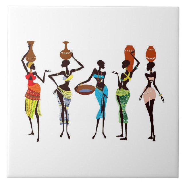 African tribal women ceramic tile (Front)