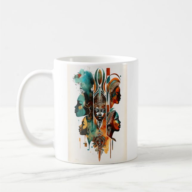 African Tribal Women Painting, Contemporary Art Coffee Mug (Left)