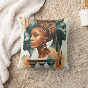 African Tribal Women Painting, Contemporary Art Cushion