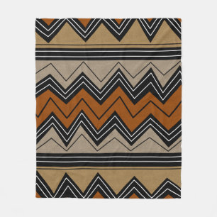 African Tribal Zigzags Pattern Fleece Blanket