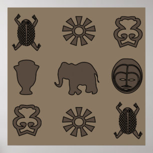 african tribe animals pattern poster