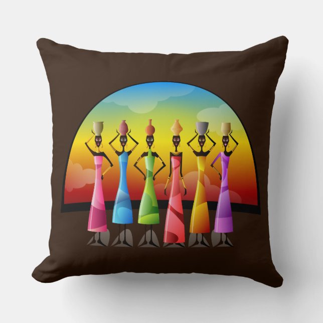 African Tribe Throw Pillow (Front)