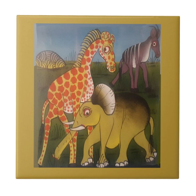 African Trio Art Print Ceramic Tile (Front)