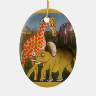 African Trio Art Print Ceramic Tree Decoration