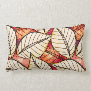 African Tropical Rainforest Red and Orange Lumbar Cushion