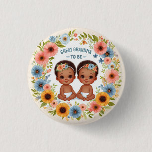 African Twin Boys Baby Shower Great Grandma To Be 3 Cm Round Badge