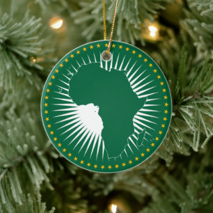 African Union Flag (Africa) (Panafrica) Ceramic Ornament
