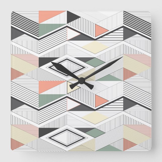 African vector striped chevron square wall clock (Front)