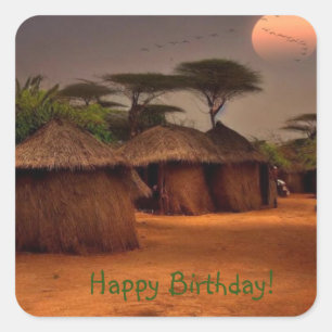 African Village Square Sticker