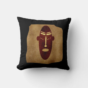 African vintage Abstract Face art Cushion