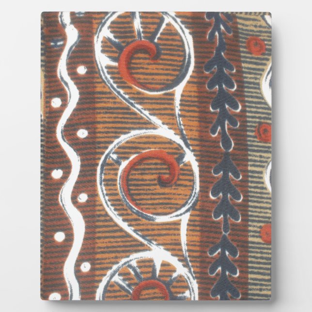 African Vintage Traditional Ornament Motif Colours Plaque (Front)