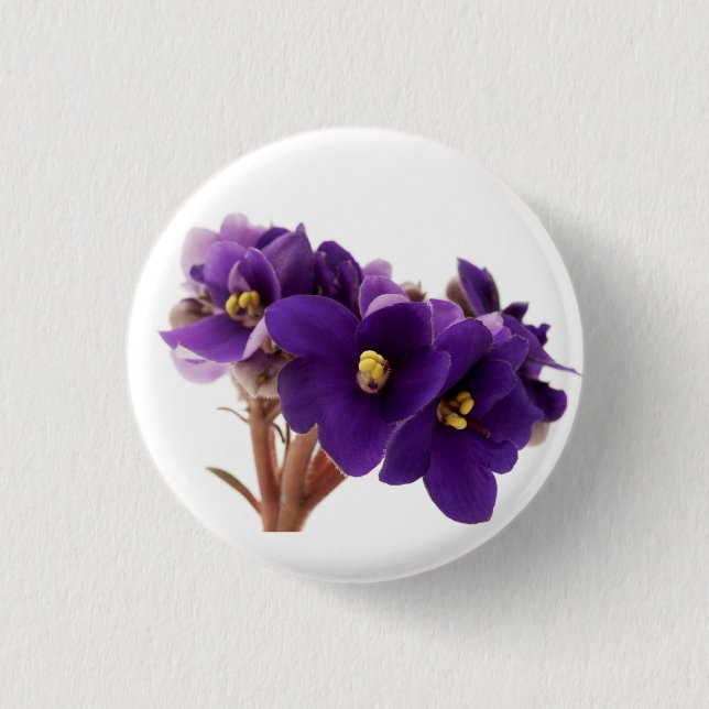 African violet 3 cm round badge (Front)
