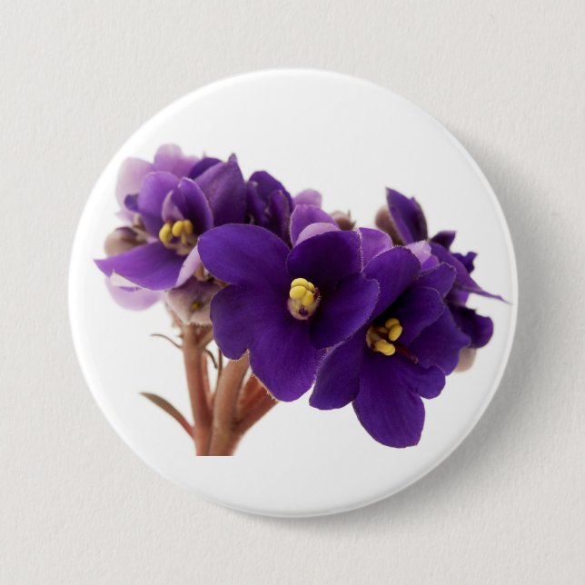 African violet 7.5 cm round badge (Front)