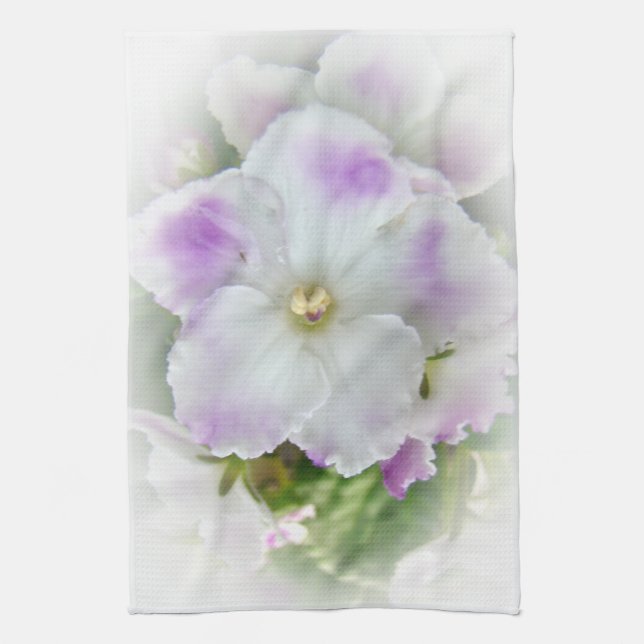 African Violet Blossom Tea Towel (Vertical)