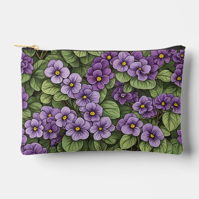 African Violet flowers pattern Accessory Pouch (Front)