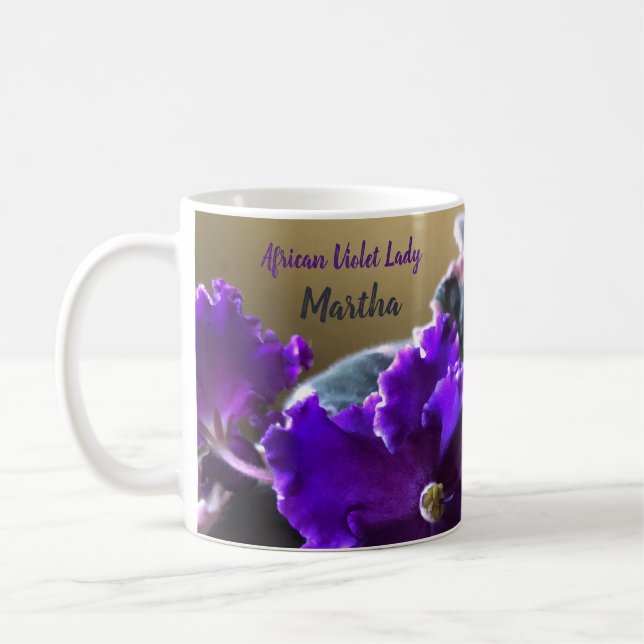 African Violet Lady Personalised Mug Cup (Left)