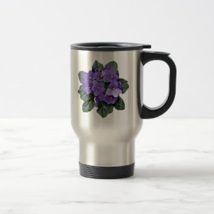 African Violet Purple Garden Flower Travel Mug