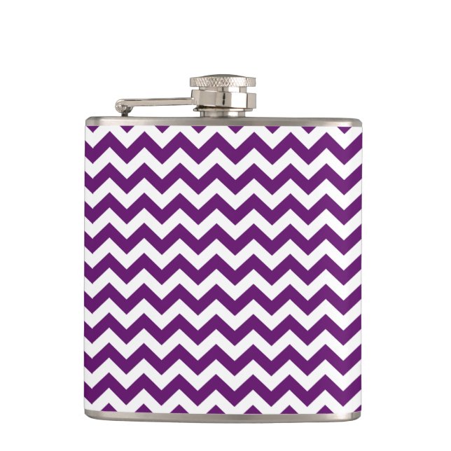 African Violet Safari Chevron Hip Flask (Front)