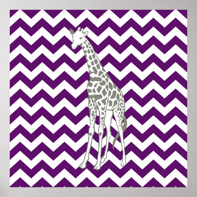 African Violet Safari Chevron with Pop Art Giraffe Poster (Front)