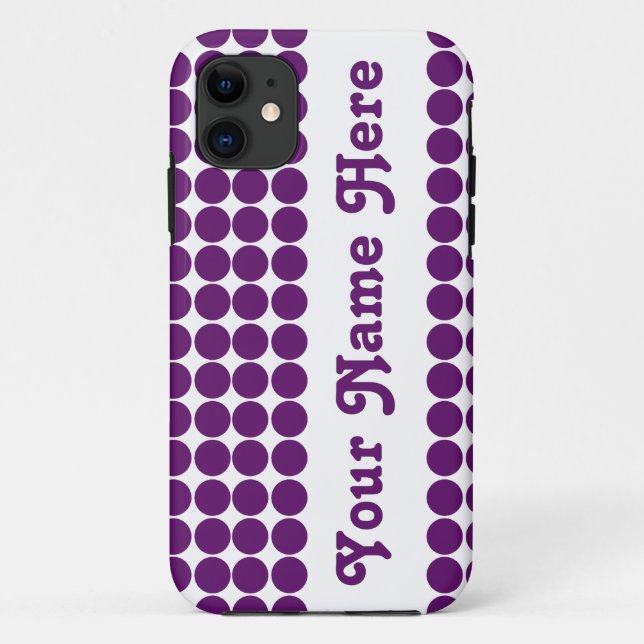 African Violet Safari Dot with name Case-Mate iPhone Case (Back)