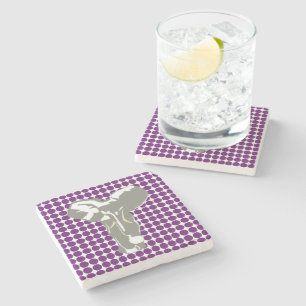 African Violet Safari Dot with Pop Art Elephant Stone Coaster