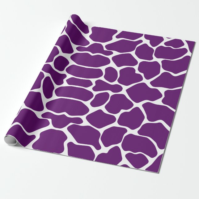 African Violet Safari Giraffe Wrapping Paper (Unrolled)